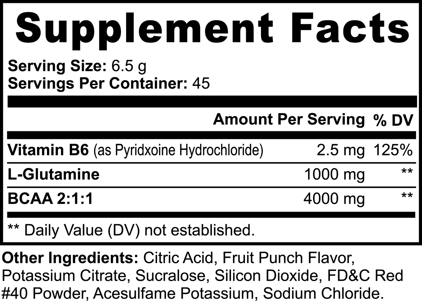 RECOVERY POWDER (with BCAAs + L-Glutamine) (Fruit Punch)